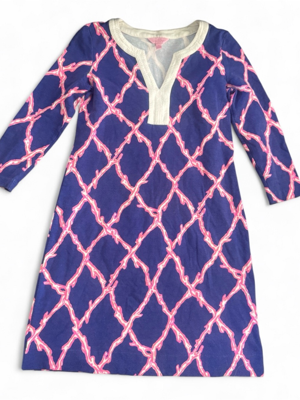 Lilly Pulitzer Navy and Pink Lattice Girls Pajama Nightgown
